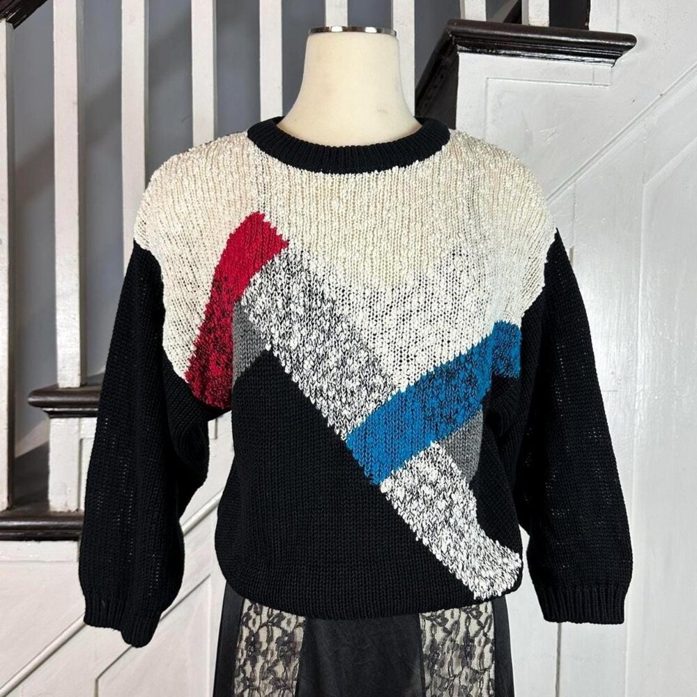 Vintage 80s Abstract Patterned Knit Sweater